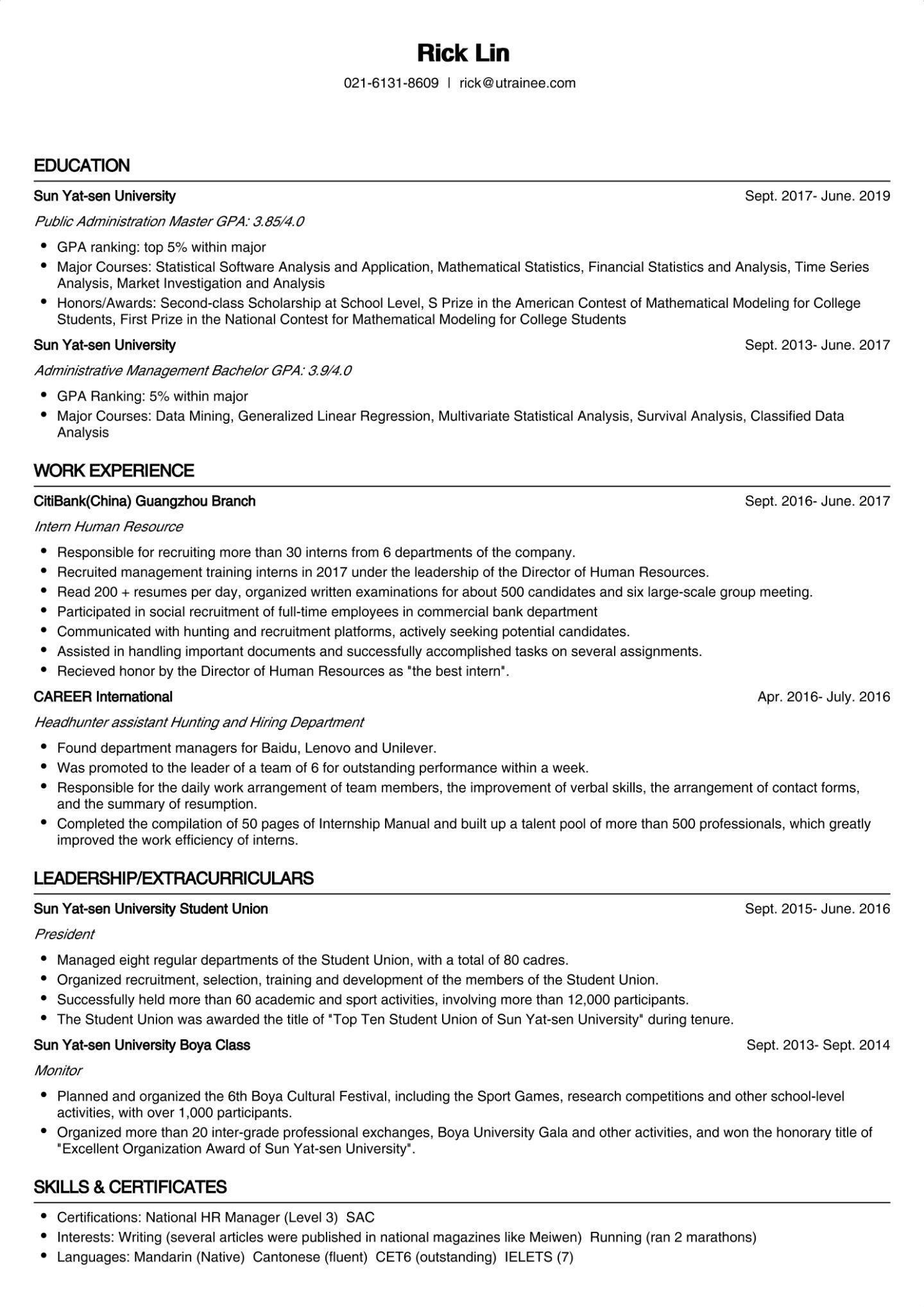 出国留学英文简历怎么写,手把手教你写优秀的留学简历(图3)