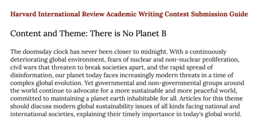 哈佛国际评论学术写作挑战赛新赛季来了,浑朴安排了免费的辅导项目! 哈佛国际评论学术写作挑战赛新赛季来了,浑朴安排了免费的辅导项目!