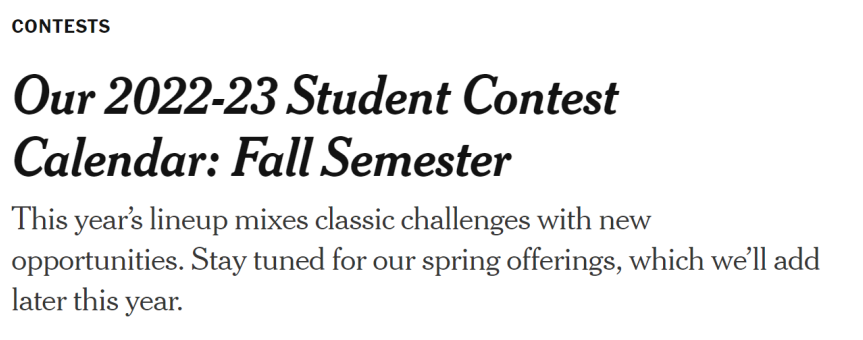 重磅更新!2023《纽约时报》写作比赛迎来“新伙伴”,挑战难度升级! 重磅更新!2023《纽约时报》写作比赛迎来“新伙伴”,挑战难度升级!