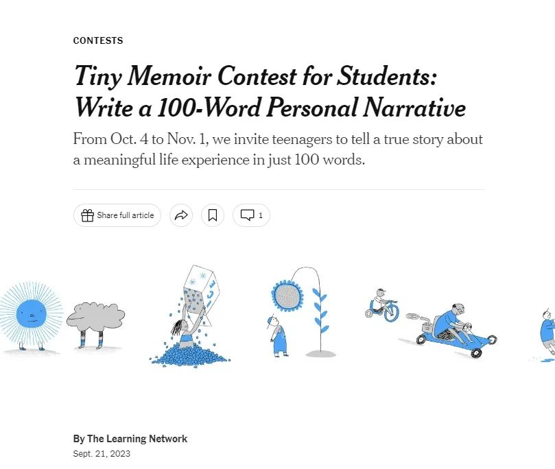 写作竞赛 | 低门槛,高含金量的《纽约时报写作竞赛》2023-2024赛季日历来啦! 写作竞赛 | 低门槛,高含金量的《纽约时报写作竞赛》2023-2024赛季日历来啦!