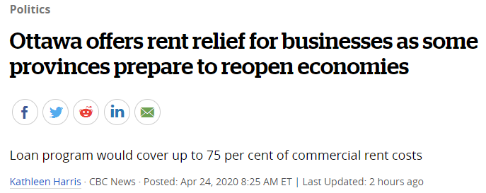 重磅福利！特鲁多宣布为中小企业减租75%！