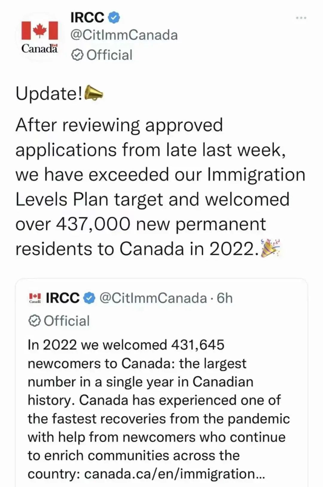 1673342453291021.jpeg 移民局公布2022年移民数据:加拿大迎来43.7万新移民