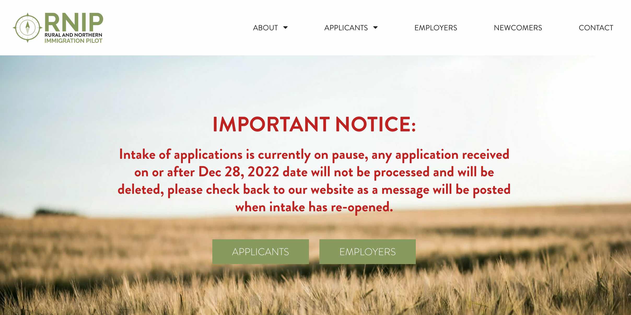 加拿大联邦RNIP项目，萨省小镇因申请人数太多，暂停递交申请